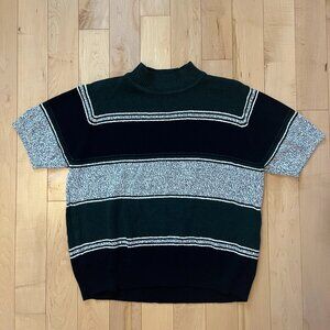 striped mock neck sweater